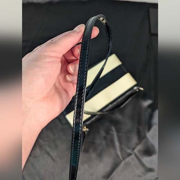 Kate Spade Crossbody PROJECT BAG Small Black Cream Striped PVC Magenta Hot Pink - Picture 3 of 12